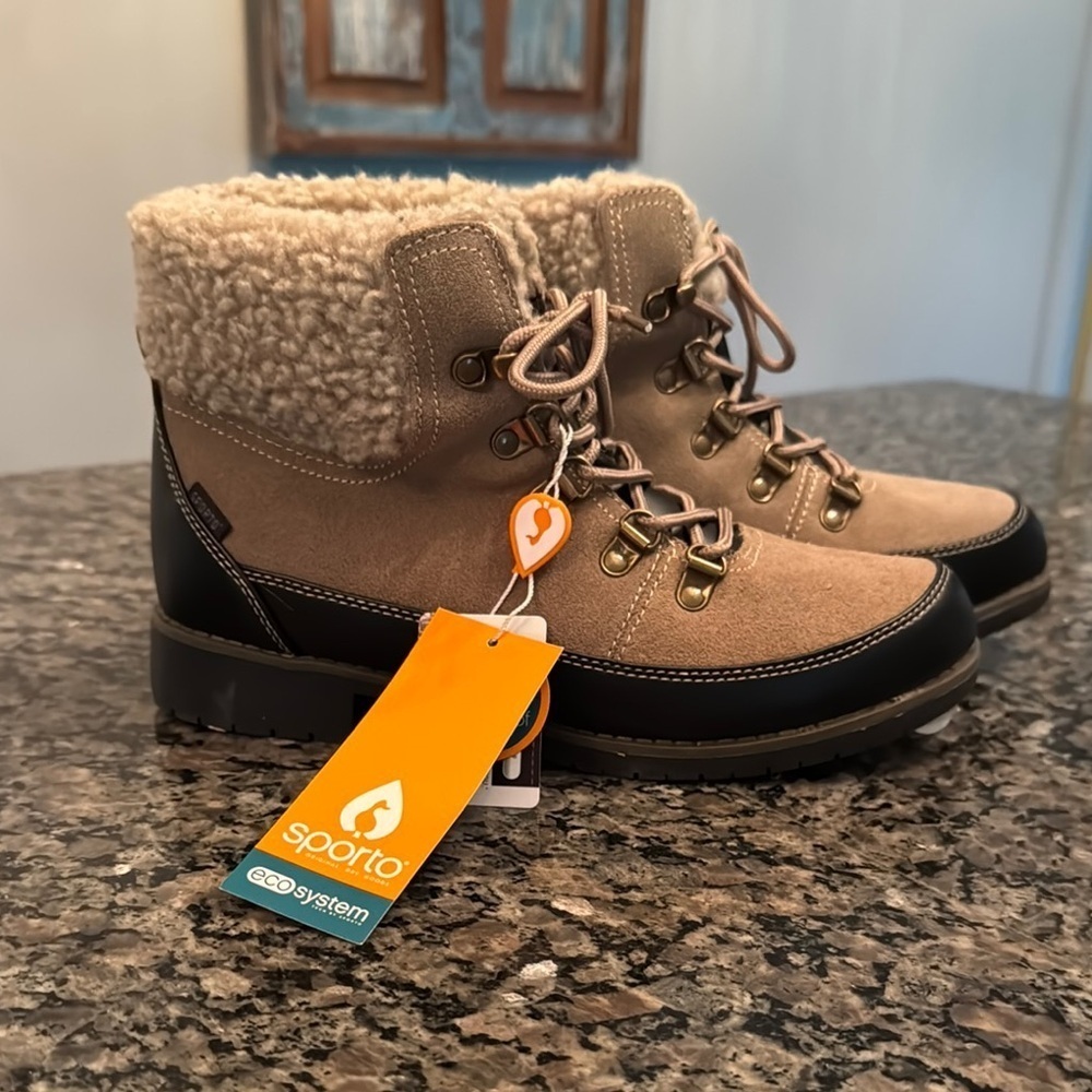 Sporto Darla Beige and Black Eco Winter Boots